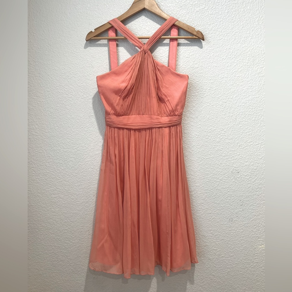 J Crew Sinclair Coral Silk Chiffon Dress, 0